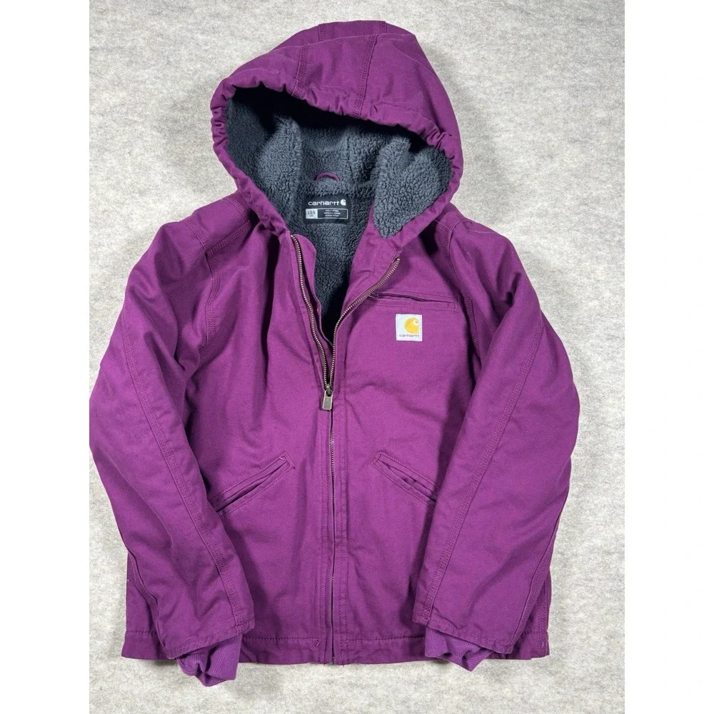 Carhartt Girl's Large (14) Sierra Sherpa-Lined Jacket - Plum Caspia - TK6303-B